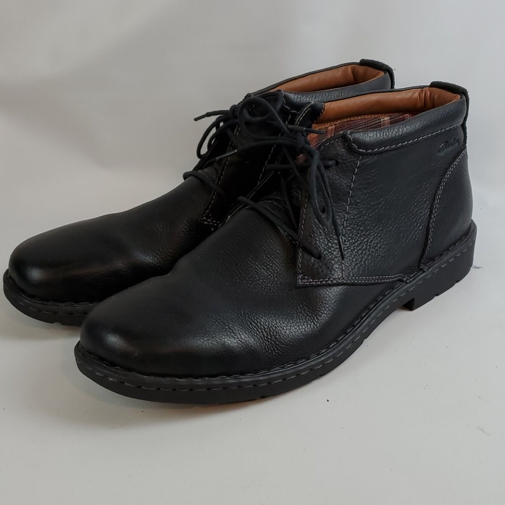 Mens size 14w new leather clarks dress boots shoes